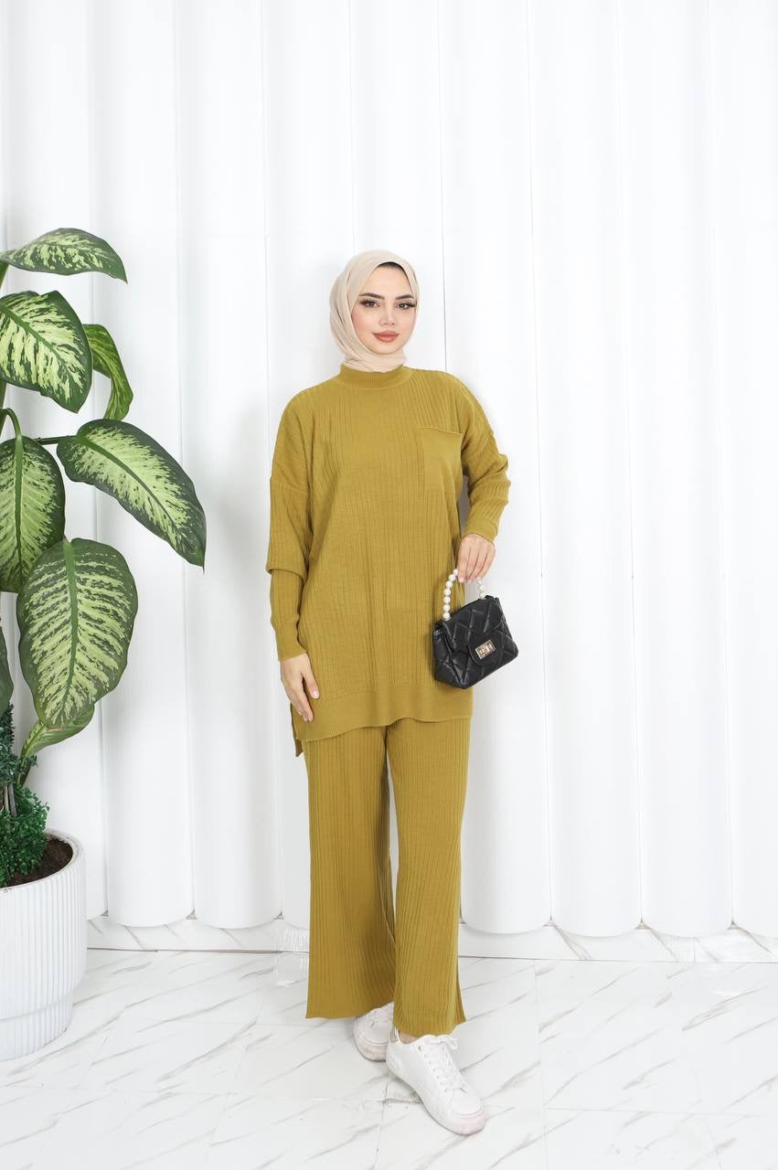 Mustard Ribbed Coord Set