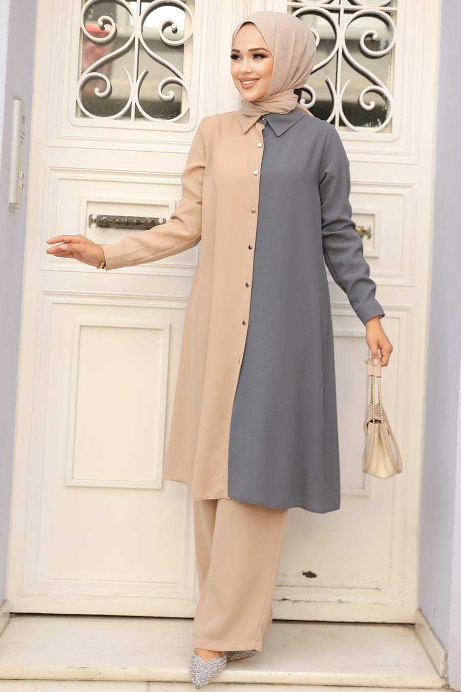 Slate Grey Colourblock Modest Set