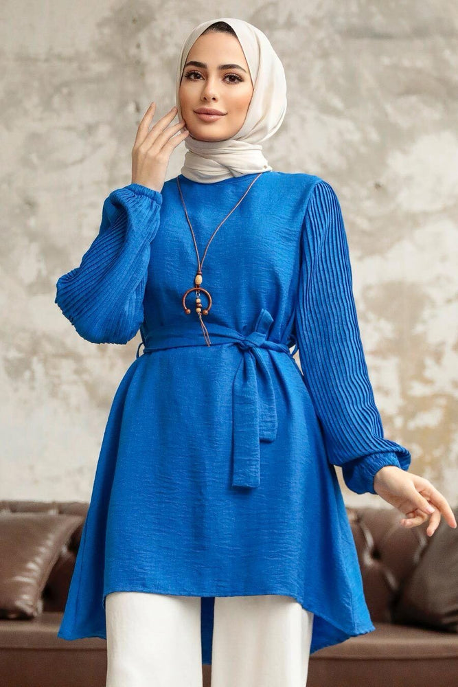 Royal Blue Pleated Sleeve Tunic