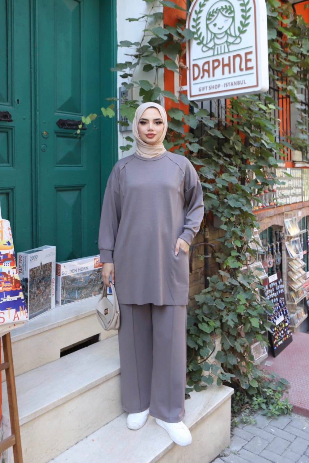 Taupe Grey Relaxed Coord Set