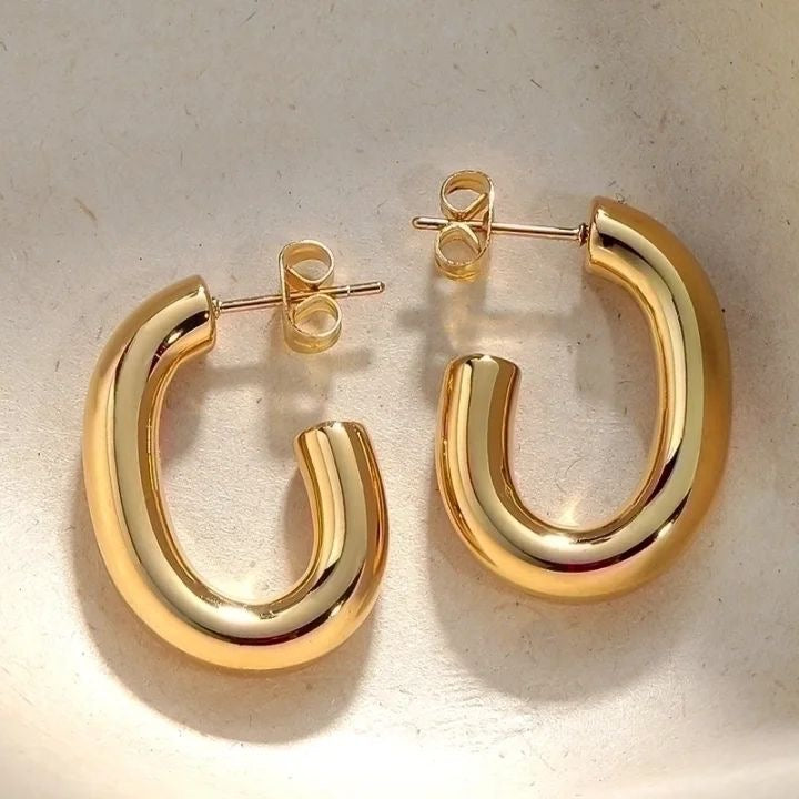 Chunky U-Shaped Gold Hoops