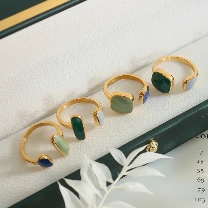 
                  
                    Gold Adjustable Dual-Stone Jade Rings
                  
                
