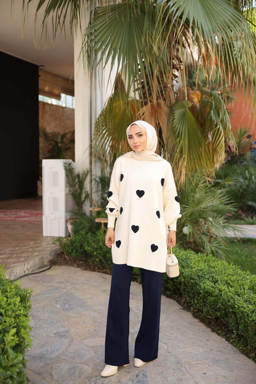 Navy Heart Knit Coord Set