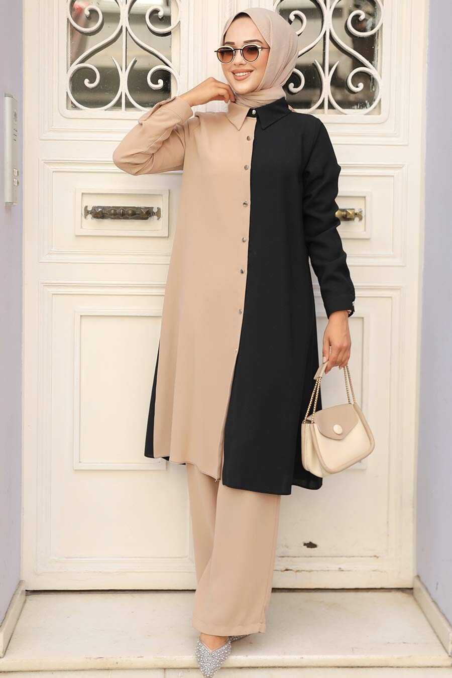 Black Colourblock Modest Set