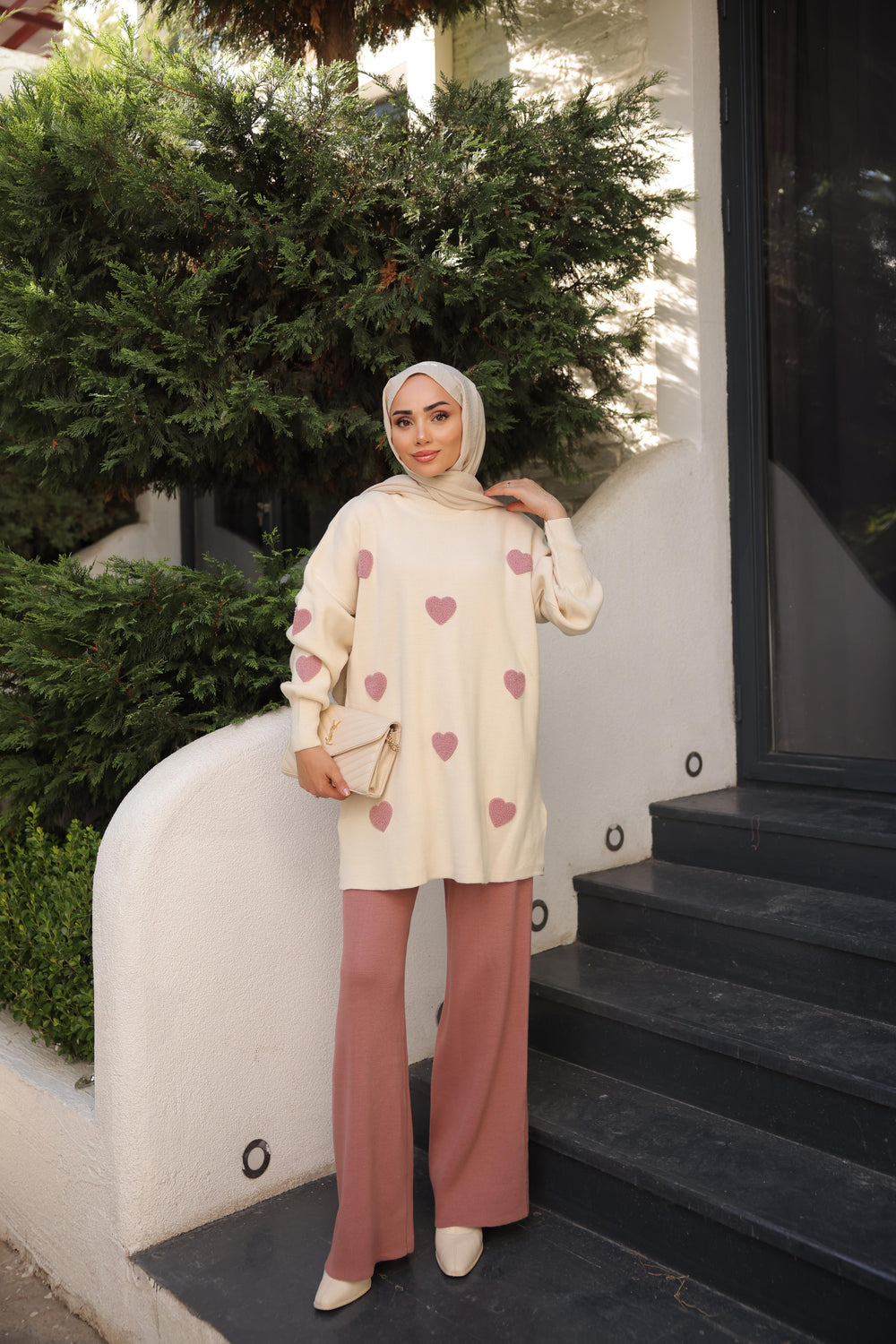 Rose Heart Knit Coord Set