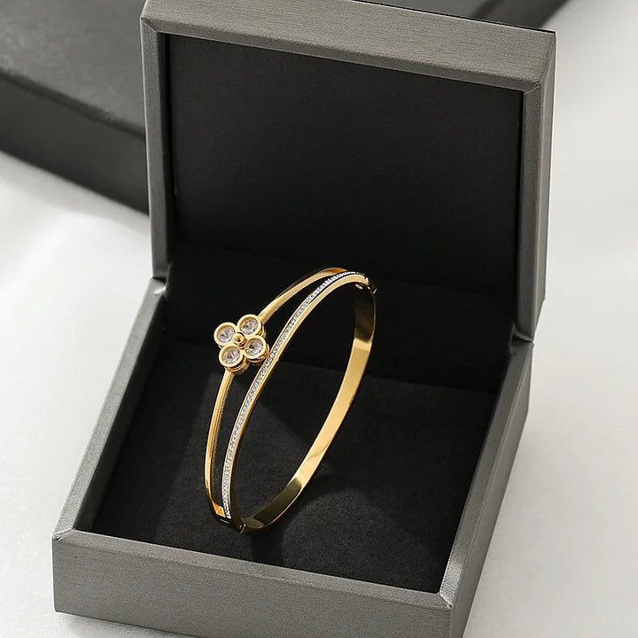 Elegant Gold Floral Bangle