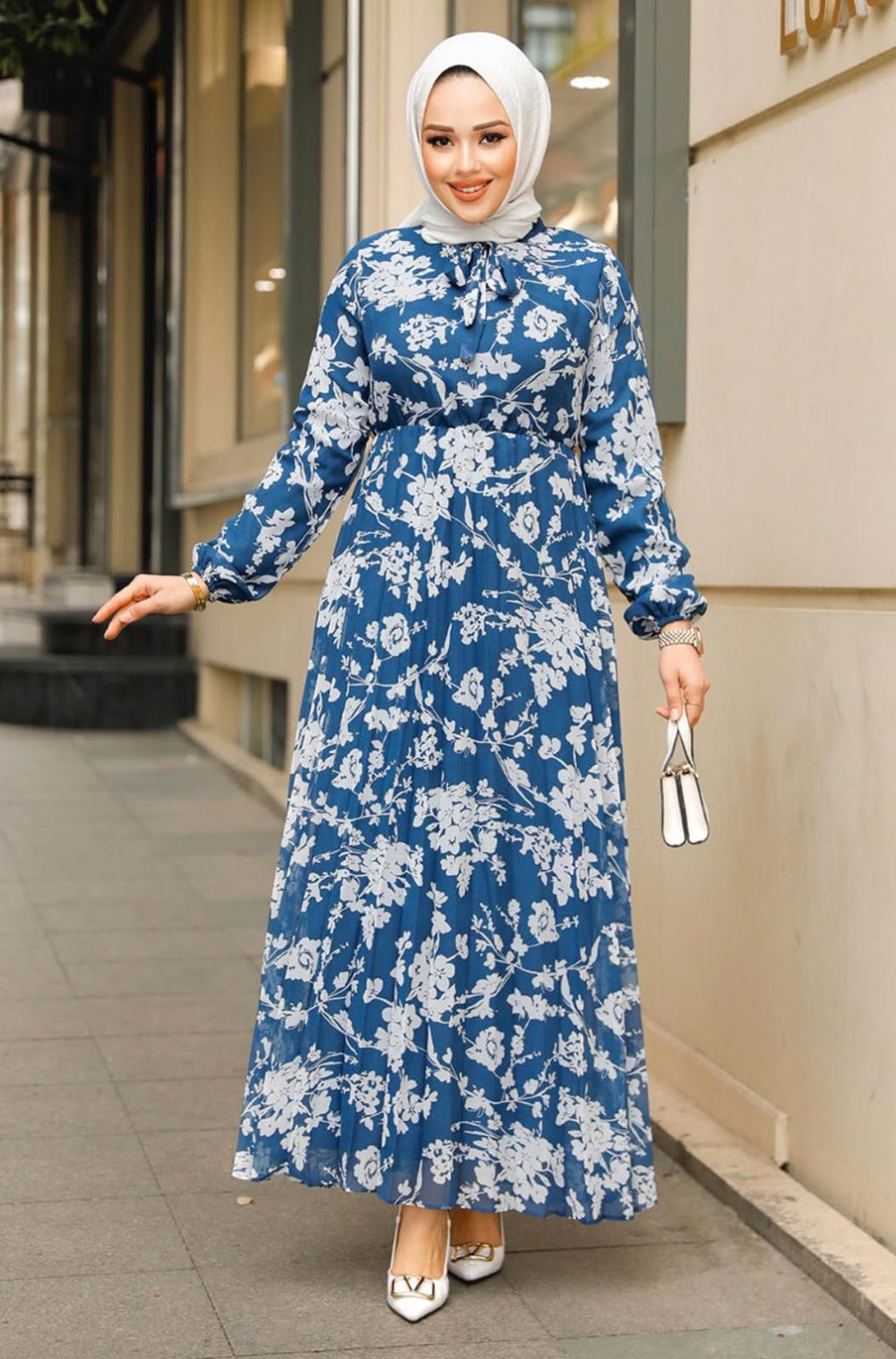 Blue Blossom Chiffon Maxi