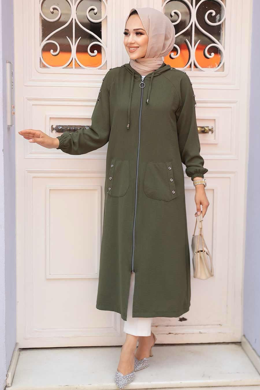 Olive Modest Zip-Up Jacket