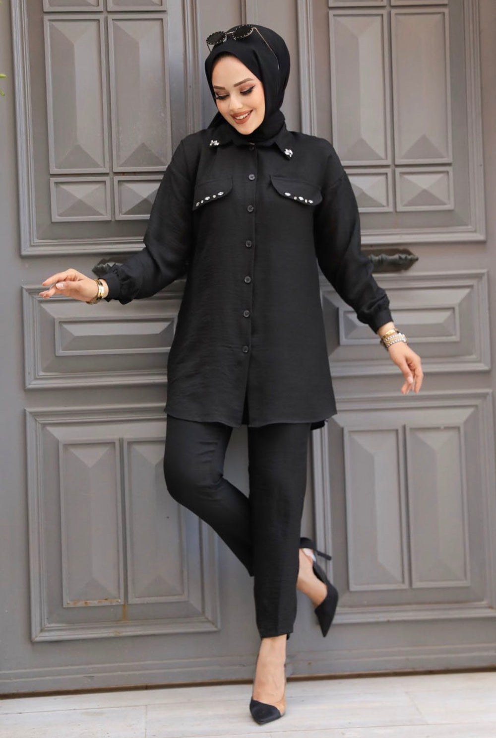 Black Classic Rhinestone Coord Set