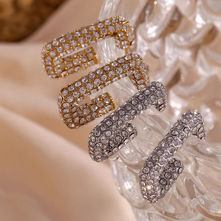 
                  
                    Gold Luxe Crystal Rectangle Hoops
                  
                