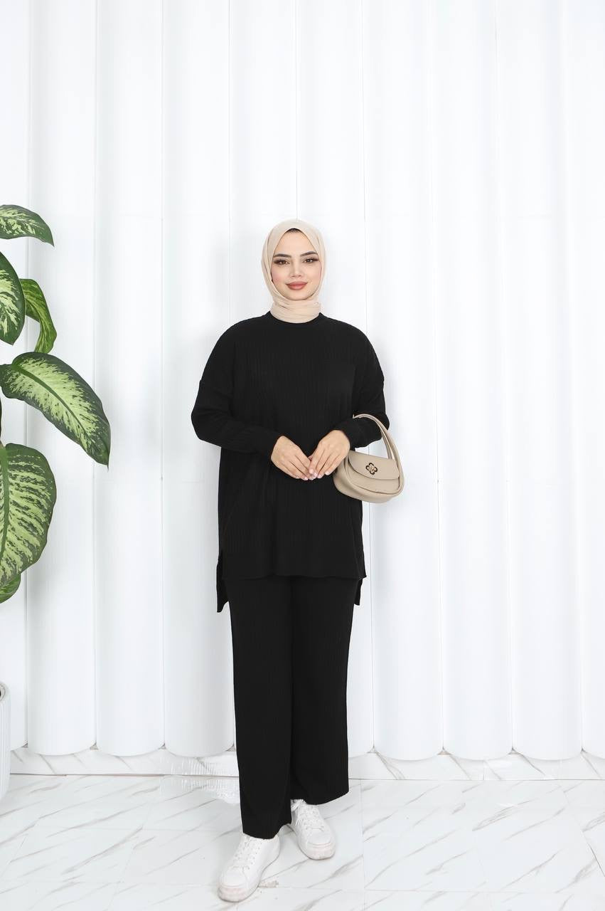 Black Ribbed Coord Set