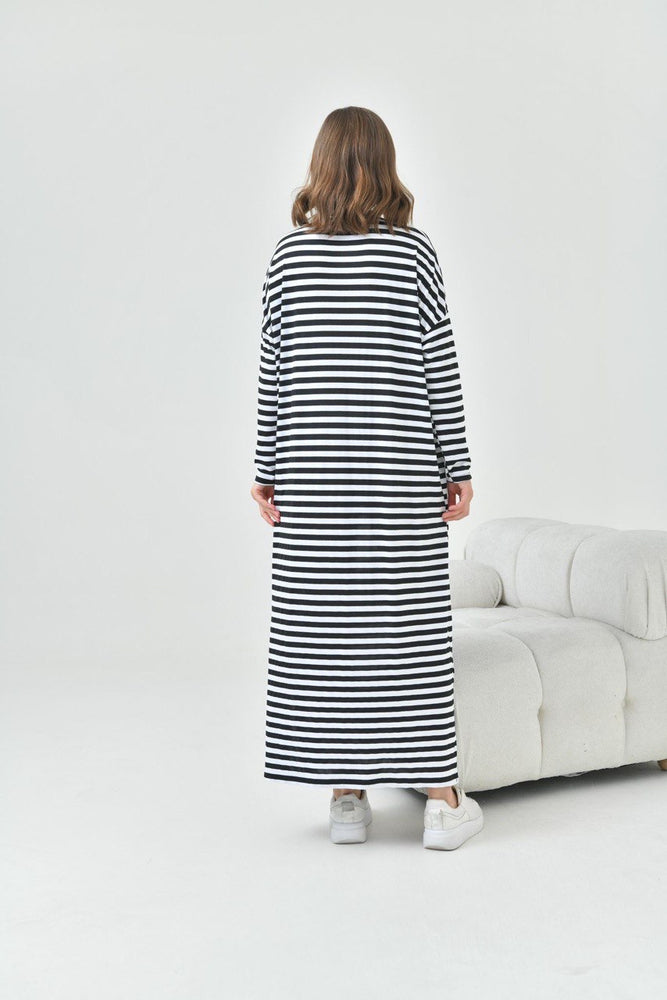 
                  
                    Black & White Striped Maxi Dress
                  
                