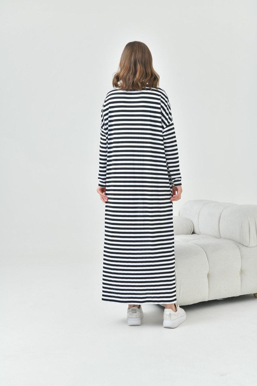 
                  
                    Black & White Striped Maxi Dress
                  
                