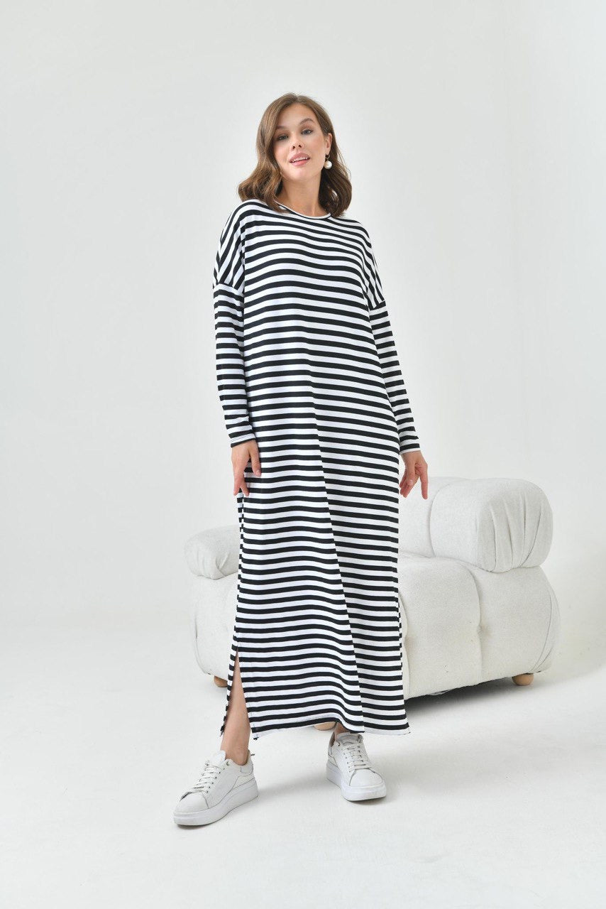 
                  
                    Black & White Striped Maxi Dress
                  
                