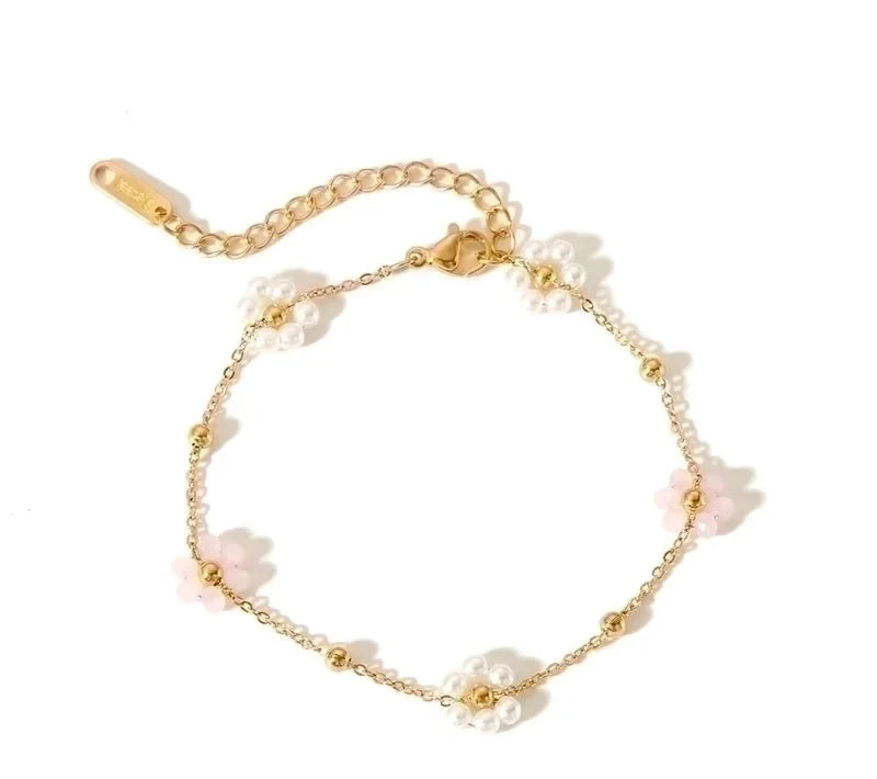 
                  
                    Dainty Pink and Pearl Bracelet
                  
                