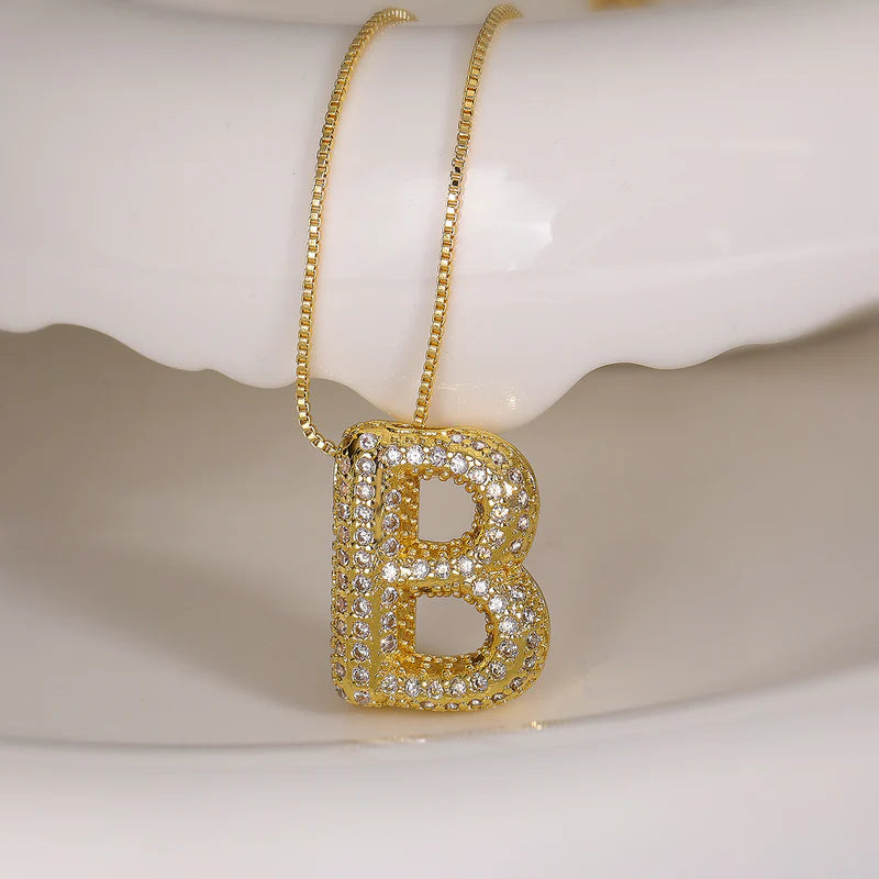 B Letter Text Stainless Steel Gold Plated Pendant