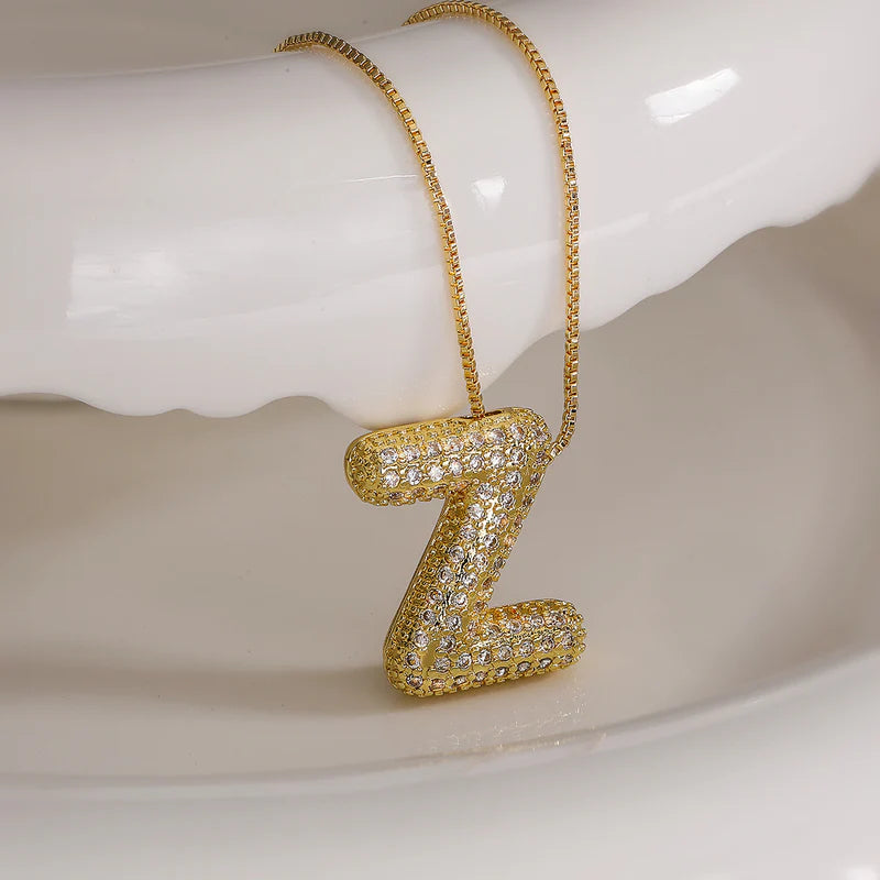 Z Letter Text Stainless Steel Gold Plated Pendant